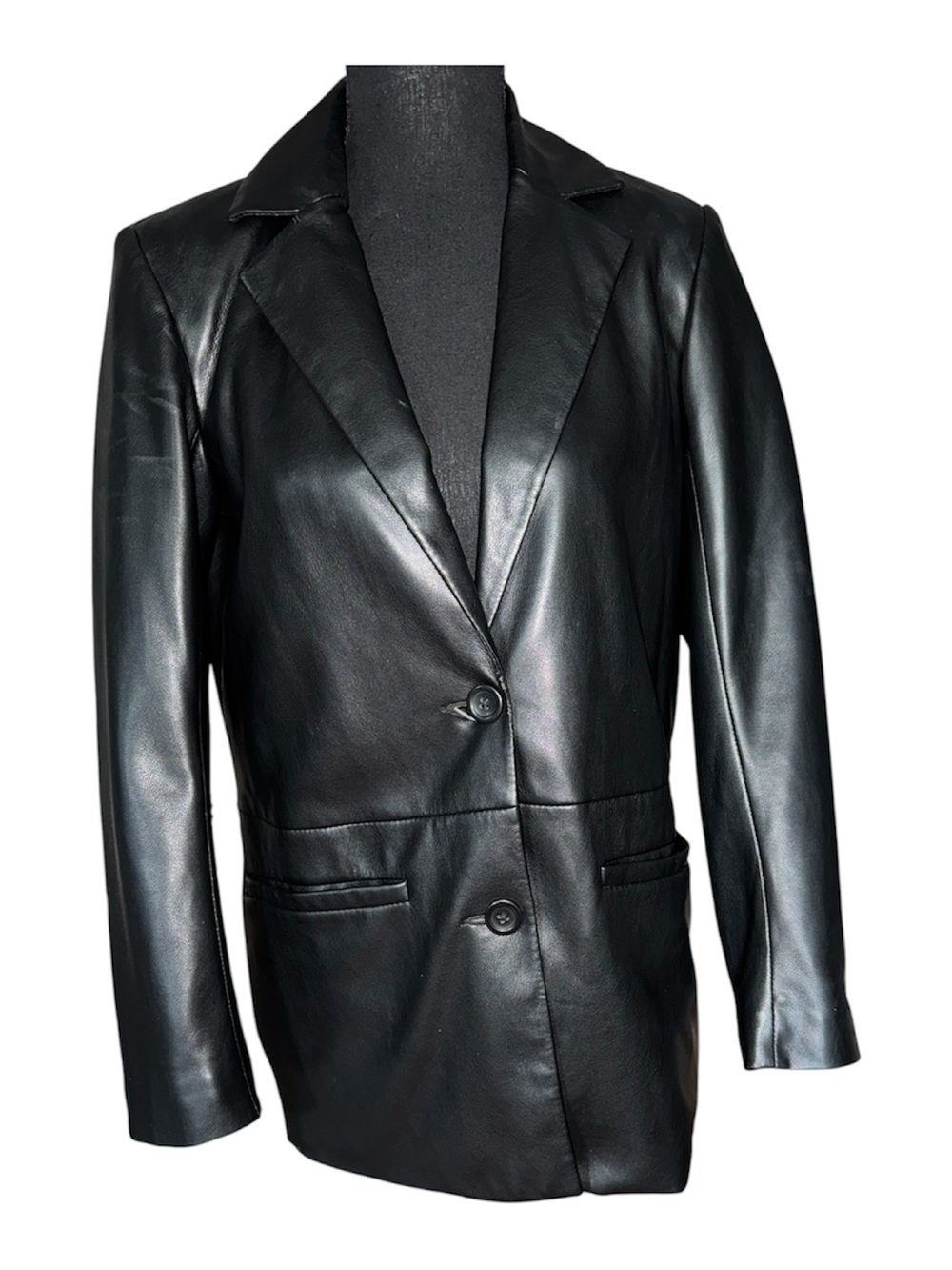 Abercrombie & Fitch Black Vegan Leather Blazer Size‎ XS